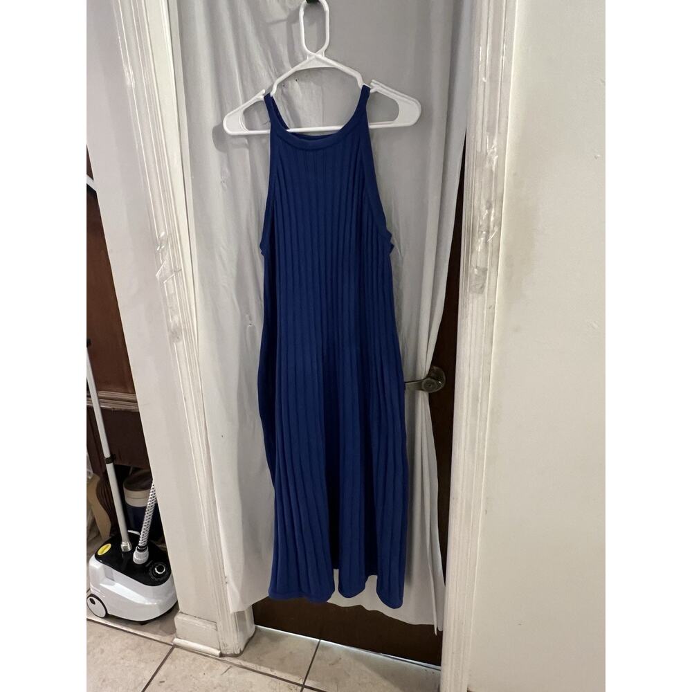 Boden Blue Sleeveless Halter Top Knitted Midi Dress Sz 12 No Size Tag - Picture 4 of 7